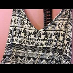 Animal printed black and white tank